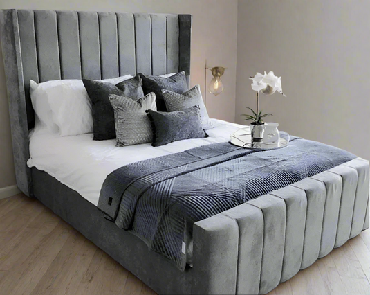 Elise Winged Panel Bed With Storage And Mattress Options