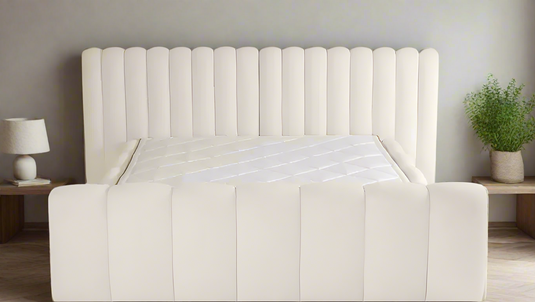 Luxury Panel Wide Headboard Teddy boucle Bed