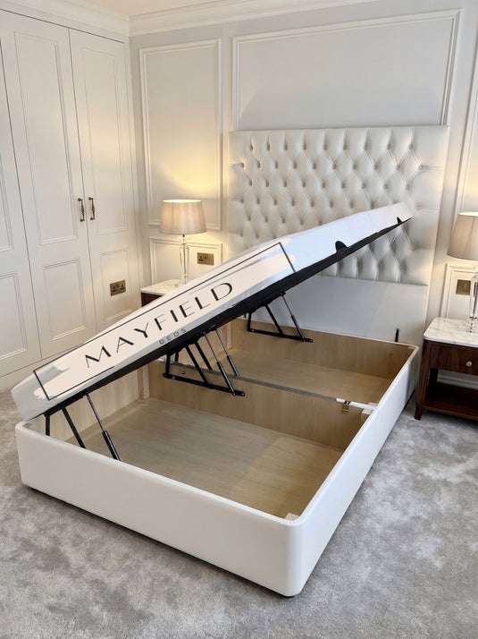 Henley Upholstered Divan Base Side Lift Ottoman Storage Options