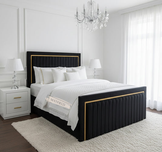 Kingston Golden Strips Divan Bed frame With Ottoman and mattress options