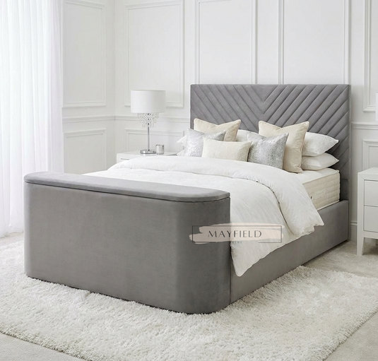 Rovello Upholstered TV BED With Ottoman Storage Options
