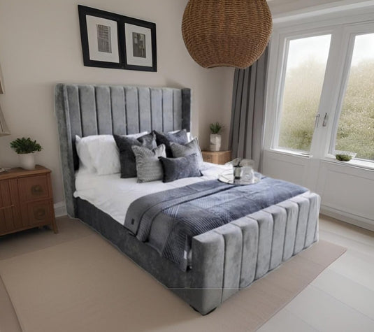 Elise Winged Panel Bed With Storage And Mattress Options