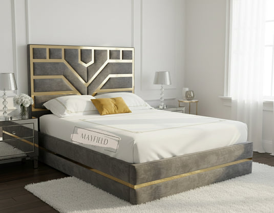 Premium Designer Gold Trim Bed Frame