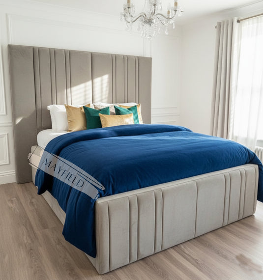 Bian Luxury Tall headboard Bed Frame with Storage and Mattress Options