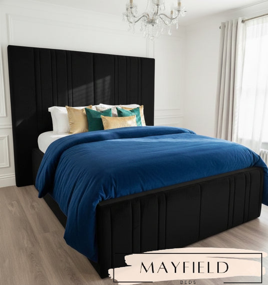 Bian Luxury Tall headboard Bed Frame with Storage and Mattress Options