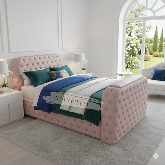 Sleigh Chesterfield TV BED With Mattress and Storage Options