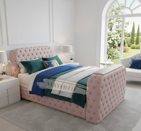 Sleigh Chesterfield TV BED With Mattress and Storage Options