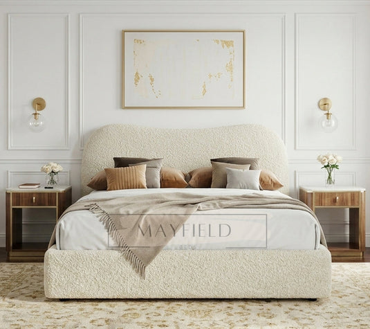 Luxury Cloud Headboard Teddy boucle Bed Ottoman Storage & Mattress Options
