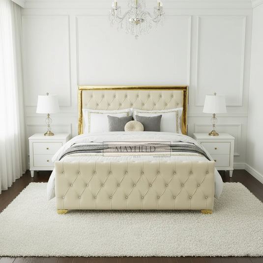 Golden Bumper Headboard Bed Fame | Luxurious Designer Bed