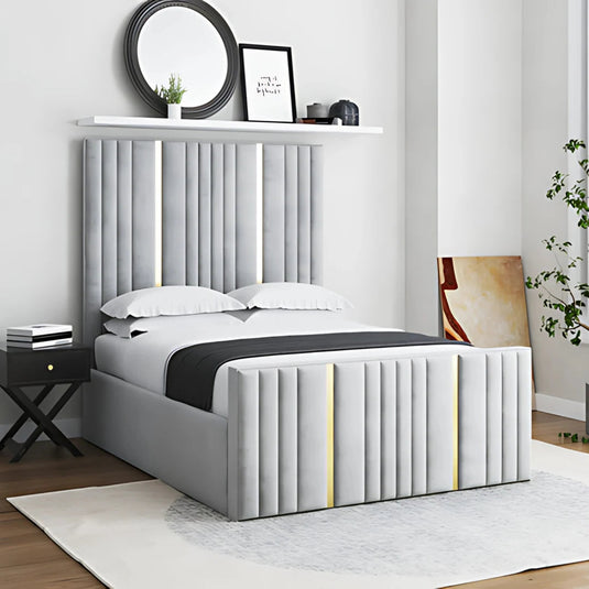 Linear Panel Gold Silver Strips Bed Frame