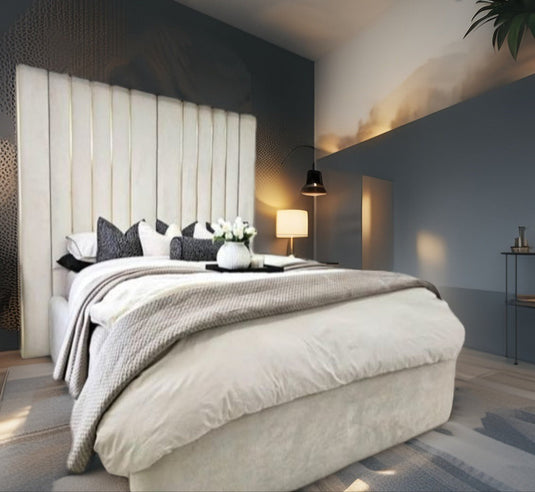 Premier Luxury Tall Headboard Bed With Storage & Mattress Option