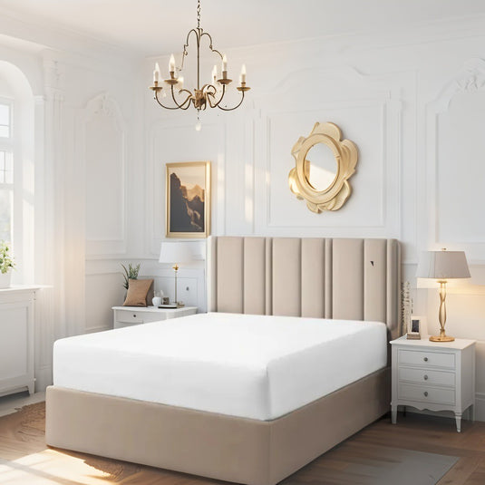 Luxury Simpest Headboard Sleigh Bed With Storage & Mattress Option