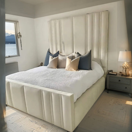 Jannet Special Best Seller Tall Headboard Bed Frame with Mattress & Storage Option