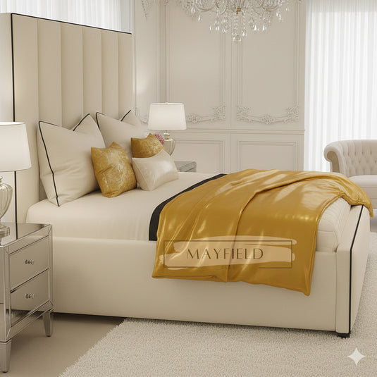 Luxury Paneled Bed Contrast Black Piping