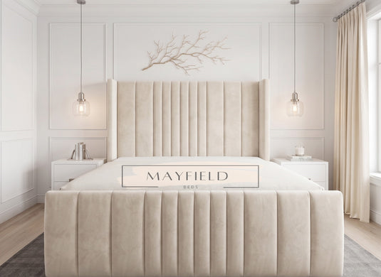 Manhattan Bed Frame with Wing & Vertical Lines plus mattress Ottoman Options
