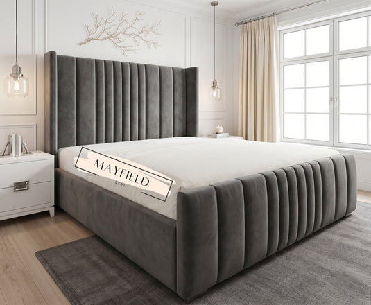 Manhattan Bed Frame with Wing & Vertical Lines plus mattress Ottoman Options