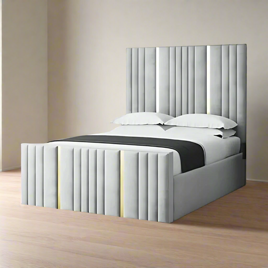 Linear Panel Gold Silver Strips Bed Frame