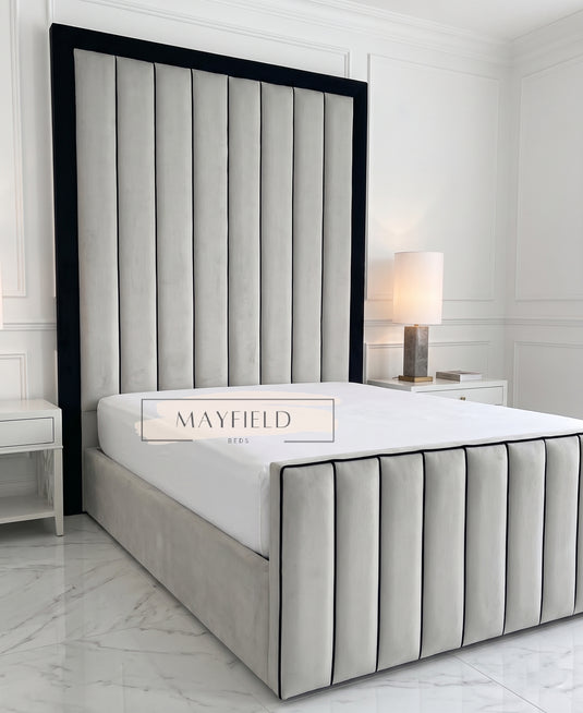 Panel Tall headboard Bed Frame With Mattress and Storage Options