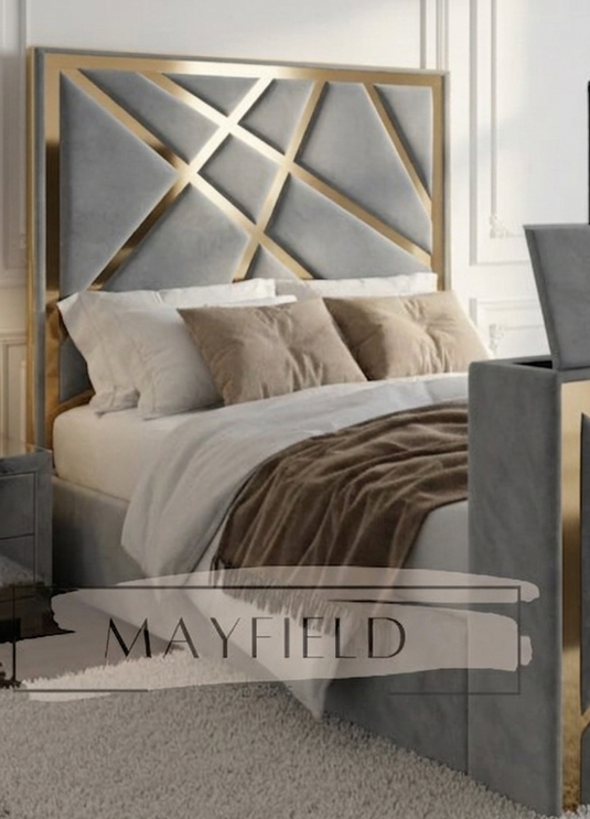 YORK TV Bed with Gold or Silver Strip Designer Headboard