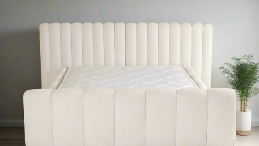 Luxury Panel Wide Headboard Teddy boucle Bed