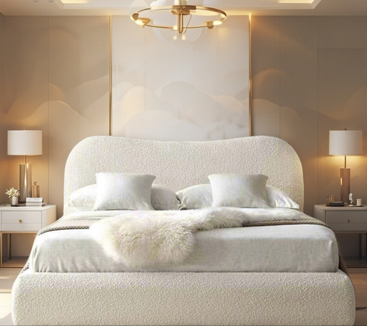 Luxury Cloud Headboard Teddy boucle Bed