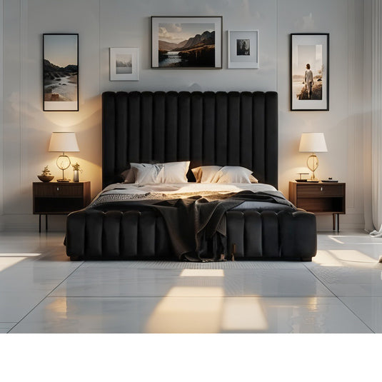 Black Caledonia Bed Frame With Mattress & Storage Options