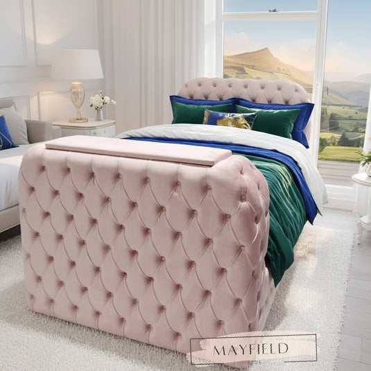 Sleigh Chesterfield TV BED With Mattress and Storage Options