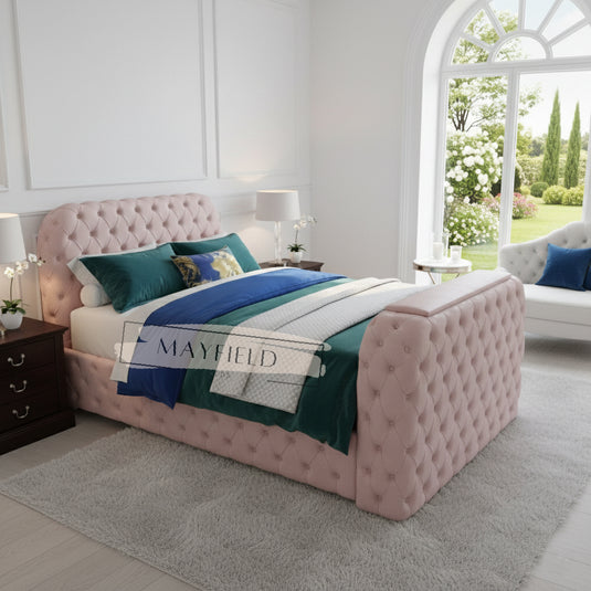 Sleigh Chesterfield TV BED With Mattress and Storage Options