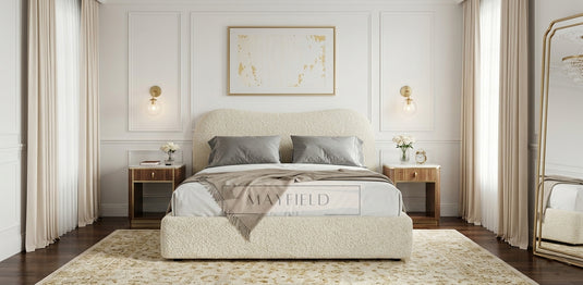 Luxury Cloud Headboard Teddy boucle Bed Ottoman Storage & Mattress Options