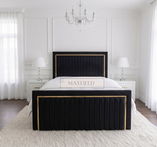 Kingston Golden Strips Divan Bed frame With Ottoman and mattress options