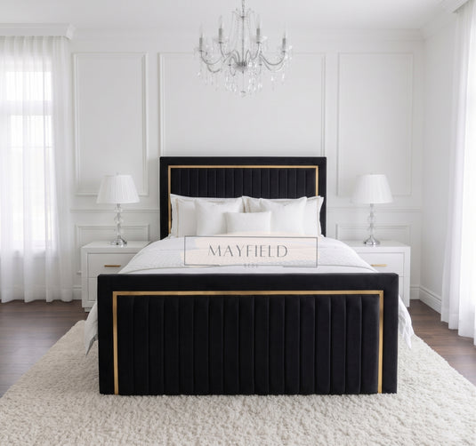 Kingston Golden Strips Divan Bed frame With Ottoman and mattress options