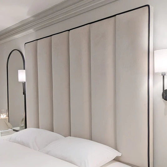 Luxury Paneled Bed Contrast Black Piping