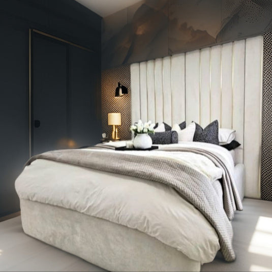 Premier Luxury Tall Headboard Bed With Storage & Mattress Option