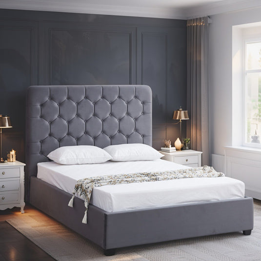 Macron Luxury Buttoned 2026 Bed Frame With mattress & Storage Option