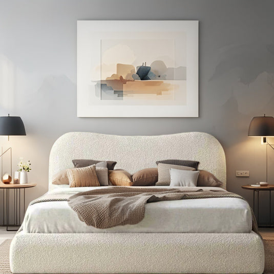 Luxury Cloud Headboard Teddy boucle Bed