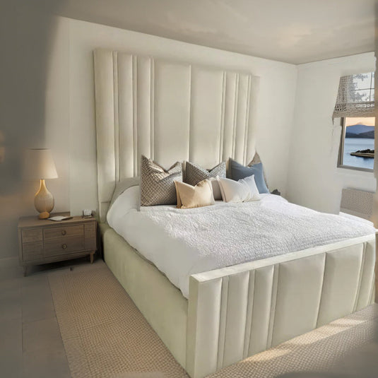 Jannet Special Best Seller Tall Headboard Bed Frame with Mattress & Storage Option