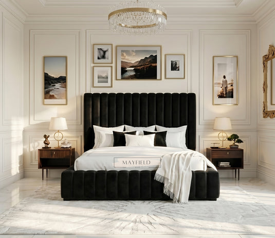 Black Caledonia Bed Frame With Mattress & Storage Options