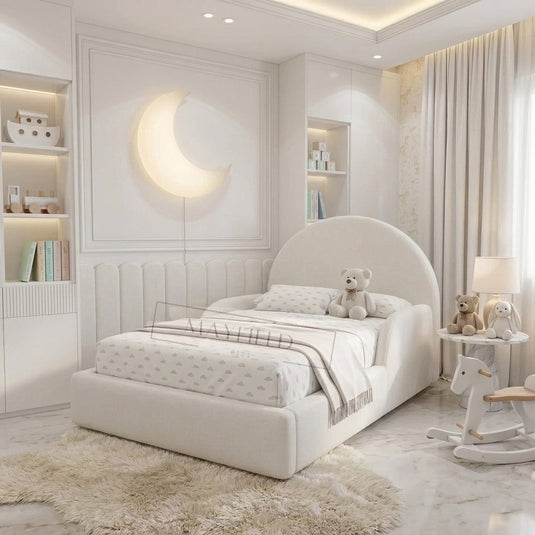 Handmade Round Headboard Kids Bed | Custom Safety Rails | UK Crafted