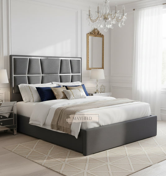 Luxury Zap Modern Bed Fame with Gold & Silver Strip Border