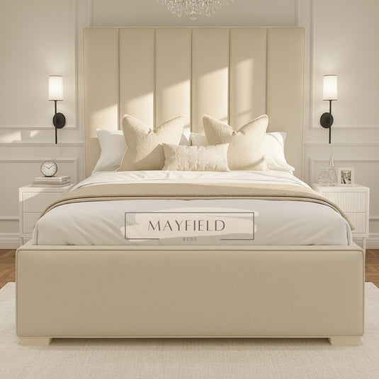 Luxury Paneled Bed Contrast Black Piping