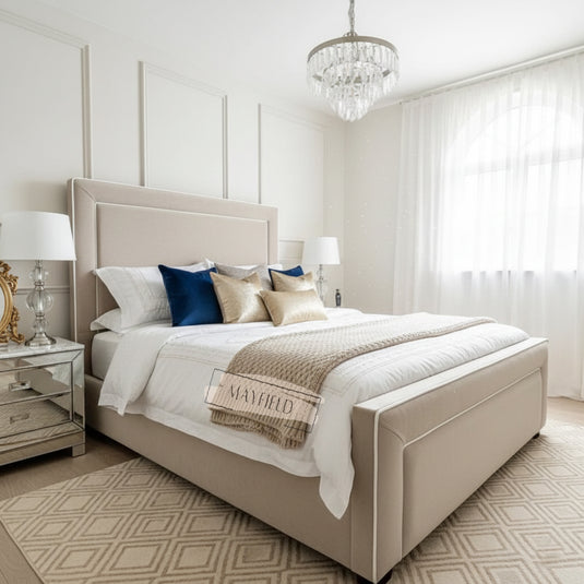 Toria Luxury Bed Along Contrast Fabric Piping