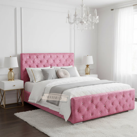 Princess Pink Chesterfield Sleigh Bed