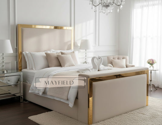 New YORK TV Bed with Gold or Silver Strip Designer Headboard