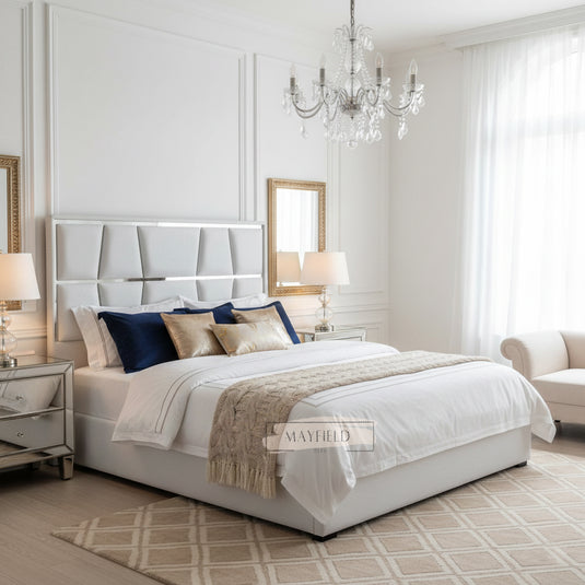 Luxury Zap Modern Bed Fame with Gold & Silver Strip Border